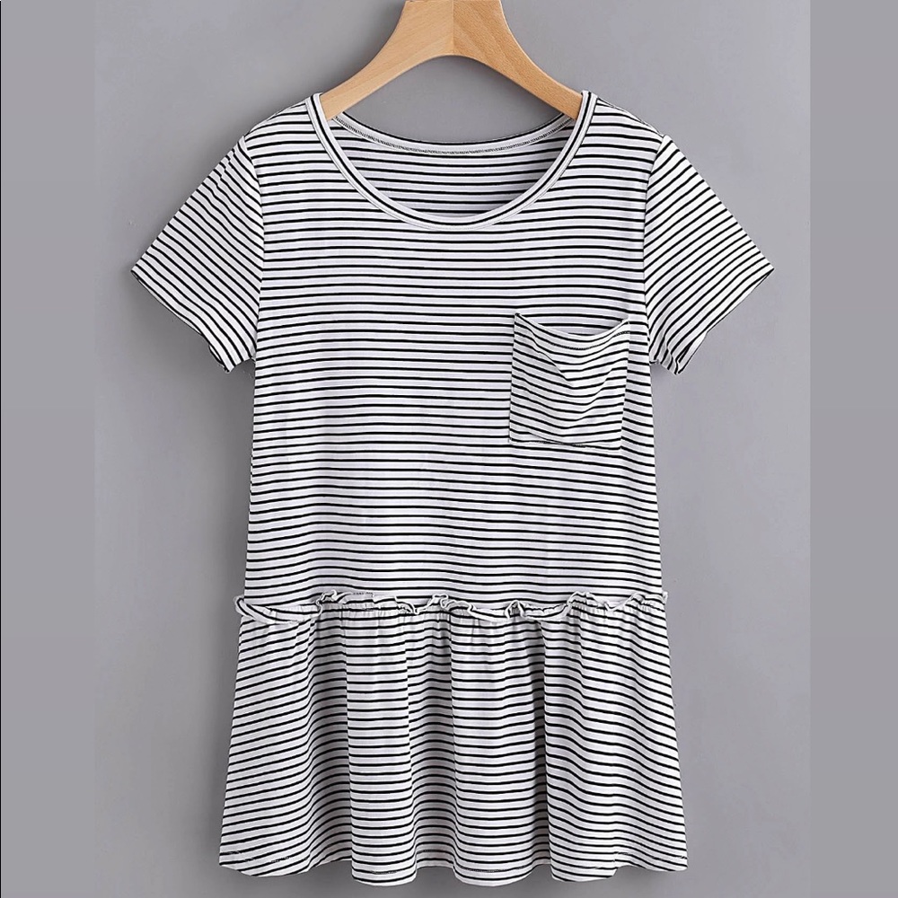 Black and White Peplum Tee